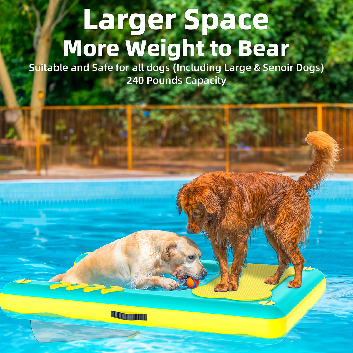 FBSPORT - Rampe D'Accès Gonflable Pour Chien - Échelle Flottante Piscine/Bateau - Pour Chiens Jusqu'à 100kg