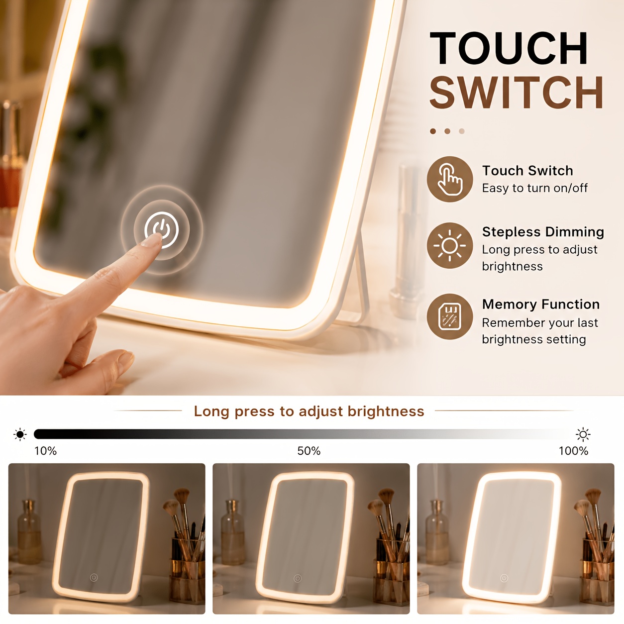 high definition lighted for makeup mirror with elegant round design clear mirror restores   details for precise for makeup   light protects eyes Product details 3