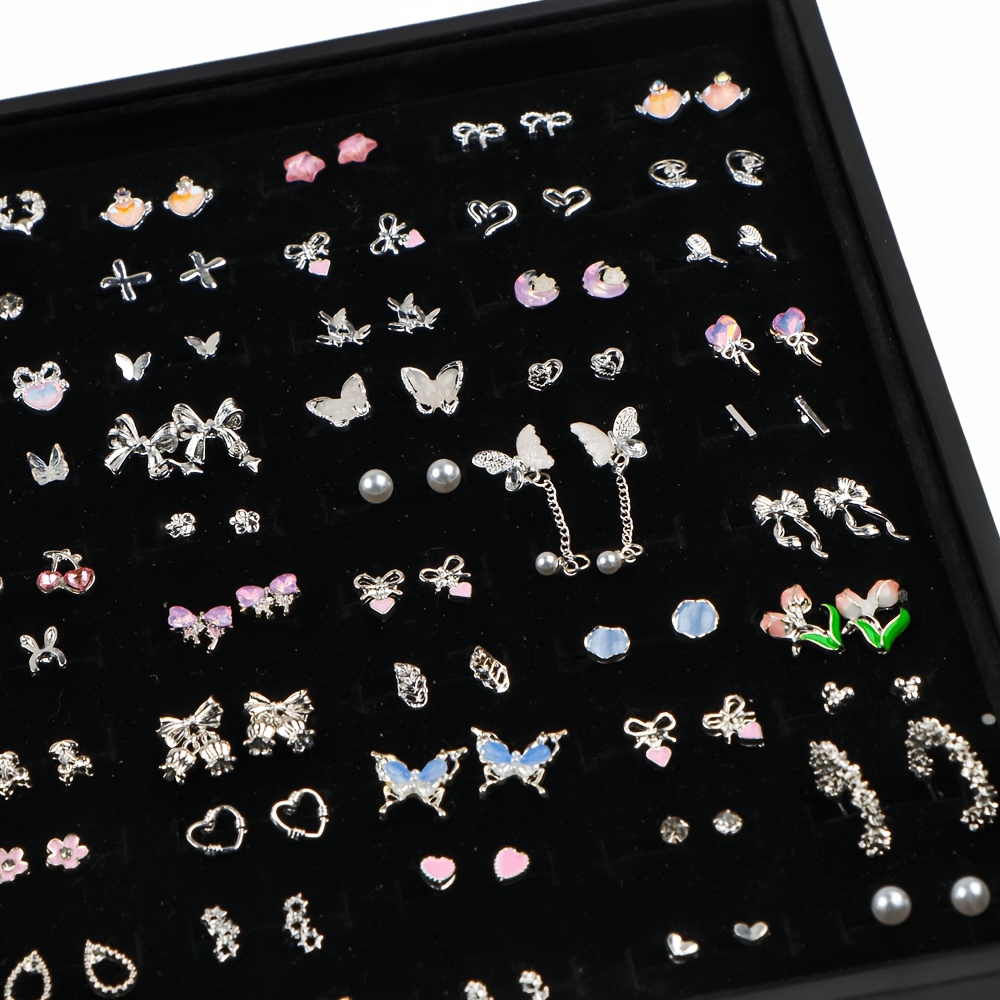 16/22 Pairs Heart-Shaped Butterfly Flower Stud Earrings Pack