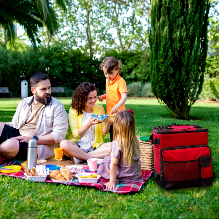 11.36gal Large Heavy-Duty Leakproof Insulated Cooler with All-Terrain Wheels - Extra Wide Opening, Side Pockets - Heavy-Duty Construction for Camping, Beach, Tailgating, Parties - Ideal Gift for Dad, Father's Day, Outdoor Adventures, Party Supplies, Sturdy Handle, Durable Build, Rolling Cart, Party Hosts