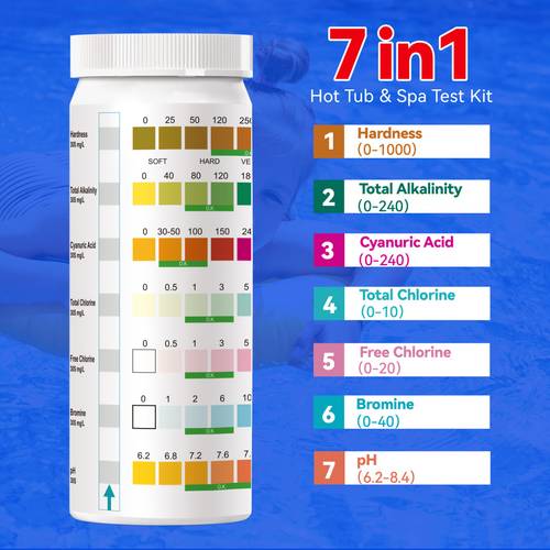 water quality test strips 7 in 1 monitoring pool water sea water and other water quality to protect of