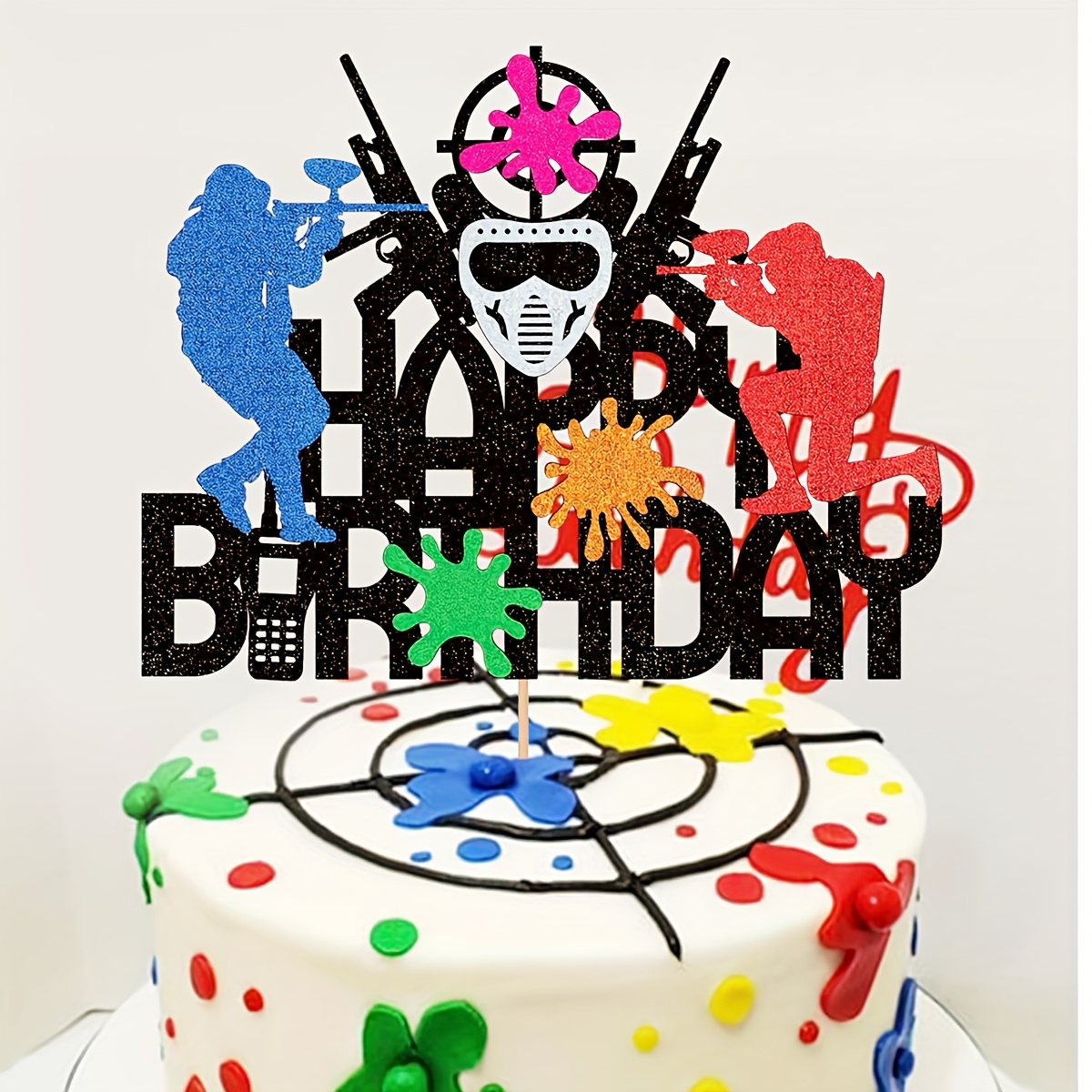 1pc paintball birthday cake topper shooting game theme Temu Canada