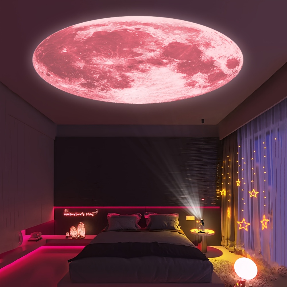 

A Lamp That Includes 3 Interchangeable Moon , A 360° Rotating Decorative Light, A Cute Atmosphere. A Portable Led Projection Lamp With A Usb Plug, Ideal For Bedroom Ceilings And Photo Backgrounds.