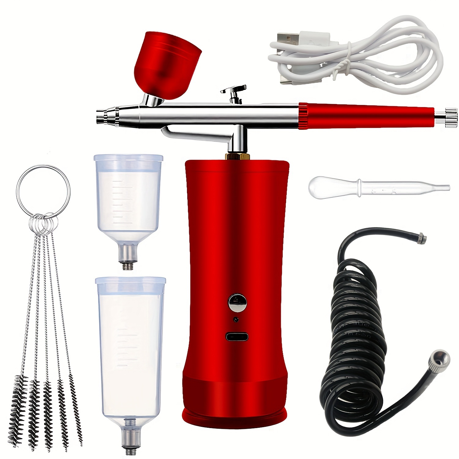 TEMU Kit de aerógrafo versátil - Portátil, recargable, boquilla de 0.3 mm - para , belleza y repostería