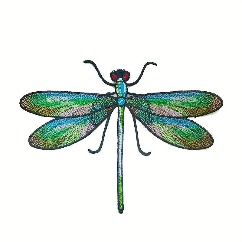 TEMU Vibrant Embroidery Patch - Intricate With Accents, Clothing, Jeans, Jackets, And Bags, Dragonfly Decor