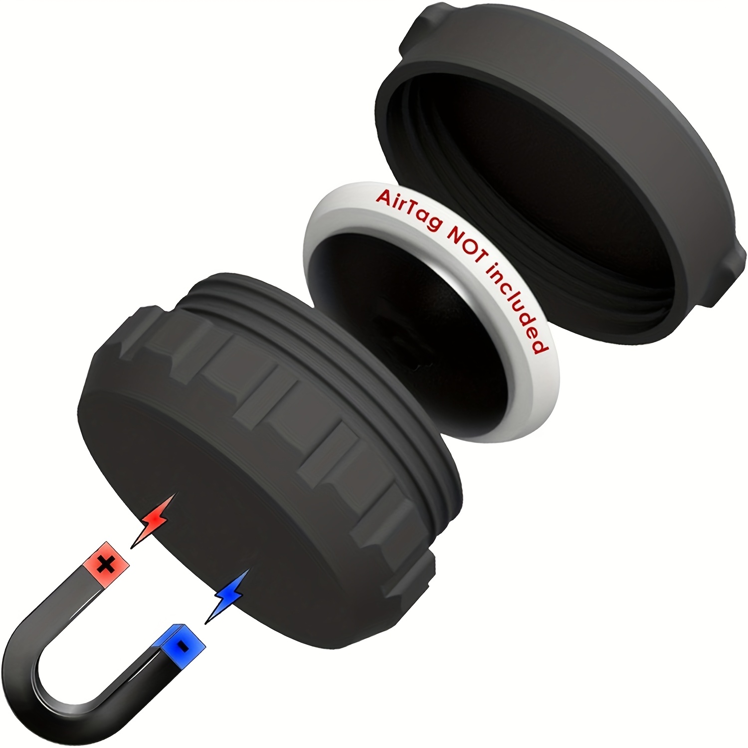 Image of 1pc Magnetic Airtag Holder Case | Compatible With Airtag, Water, Impact & Vibration Resistant, Thermoplastic Polyurethane, Solid Color