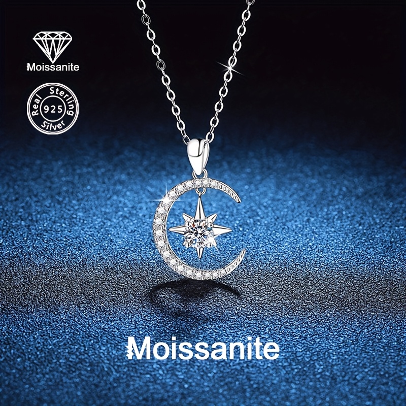 925 sølv 0,5   moissanite elegant halvmåne   anheng halskjede for kvinner –   til    , fester, bryllupsgaver, brudepikegave, morsdag og jubileumssmykker 0