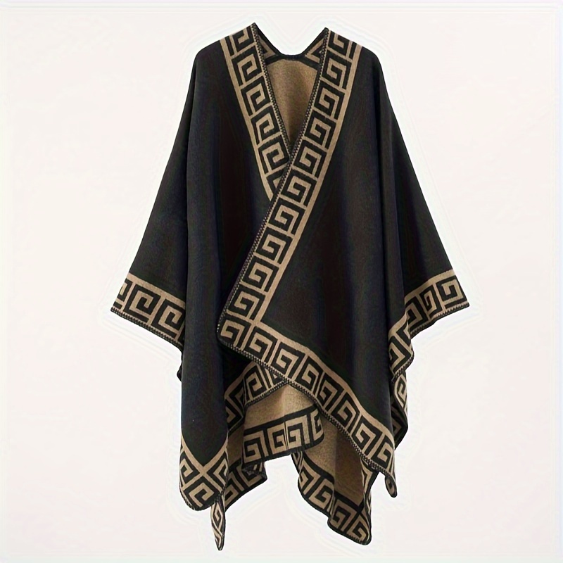 TEMU Women's Lace-trimmed Shawl - , Windproof & For Fall/ | Soft Acrylic, Hand Or , For , Autumn