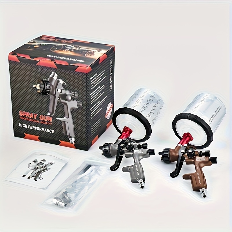 E-shop Brandneues Doppelsprühpistolen-Set, .3 Kaliber für Farbverglasung, .4 Kaliber für Lack, mit 650-ml-Waschfreiem Behälter,