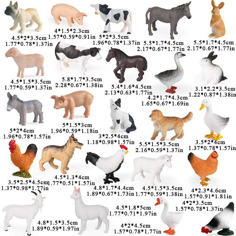 24pcs Farm Model Simulation Animal Figurines Set