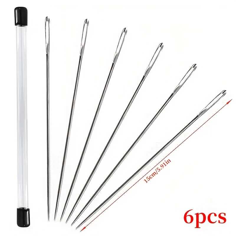 6pcs (3pcs 100mm And 3pcs 150mm) Or 6pcs (100mm) Or 6pcs (150mm) Extra Long Needles, Home Large Basting Needles, Suitable For Hand Sewing, Craft Embroidery And Knitting