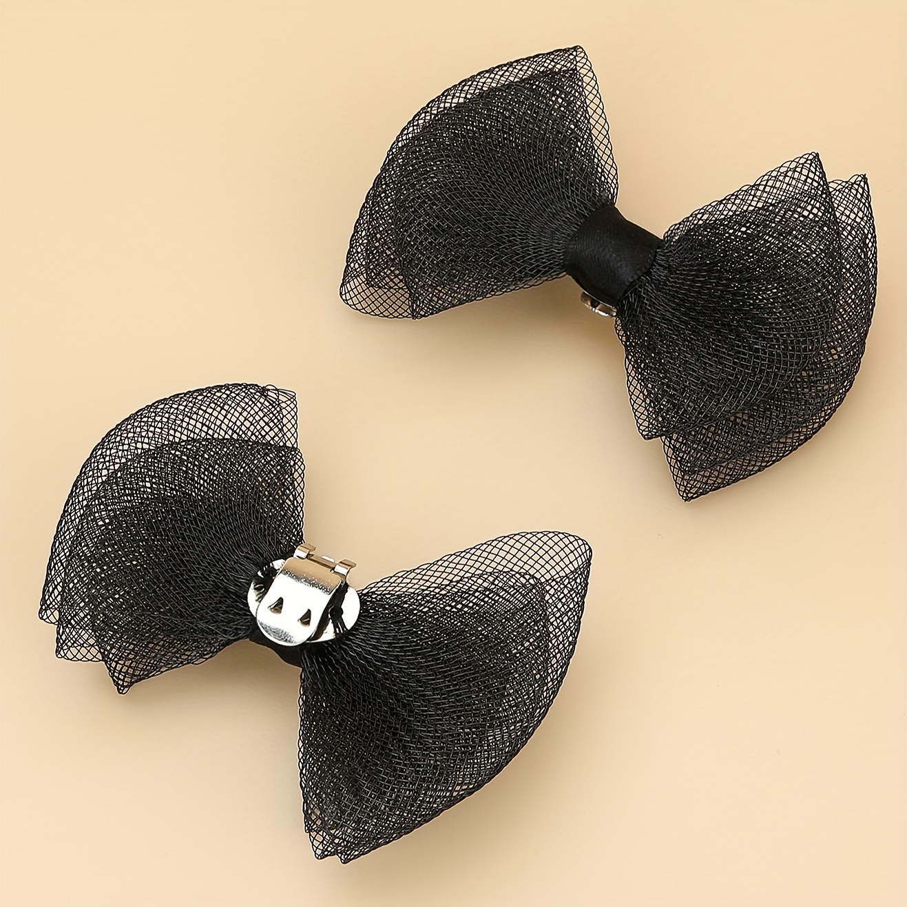 Image of 2-pack Fashion Exquisite Mesh Black Bow Shoe Clips Removable Shoe Clips Wedding Bride Party High Heels Shoe Clips