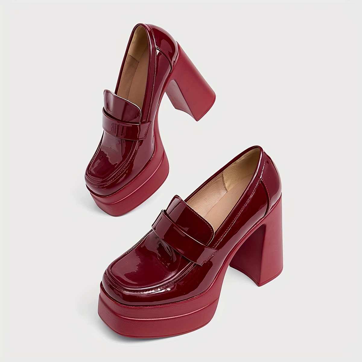 women's retro glossy red synthetic cover platform pumps Temu Oman