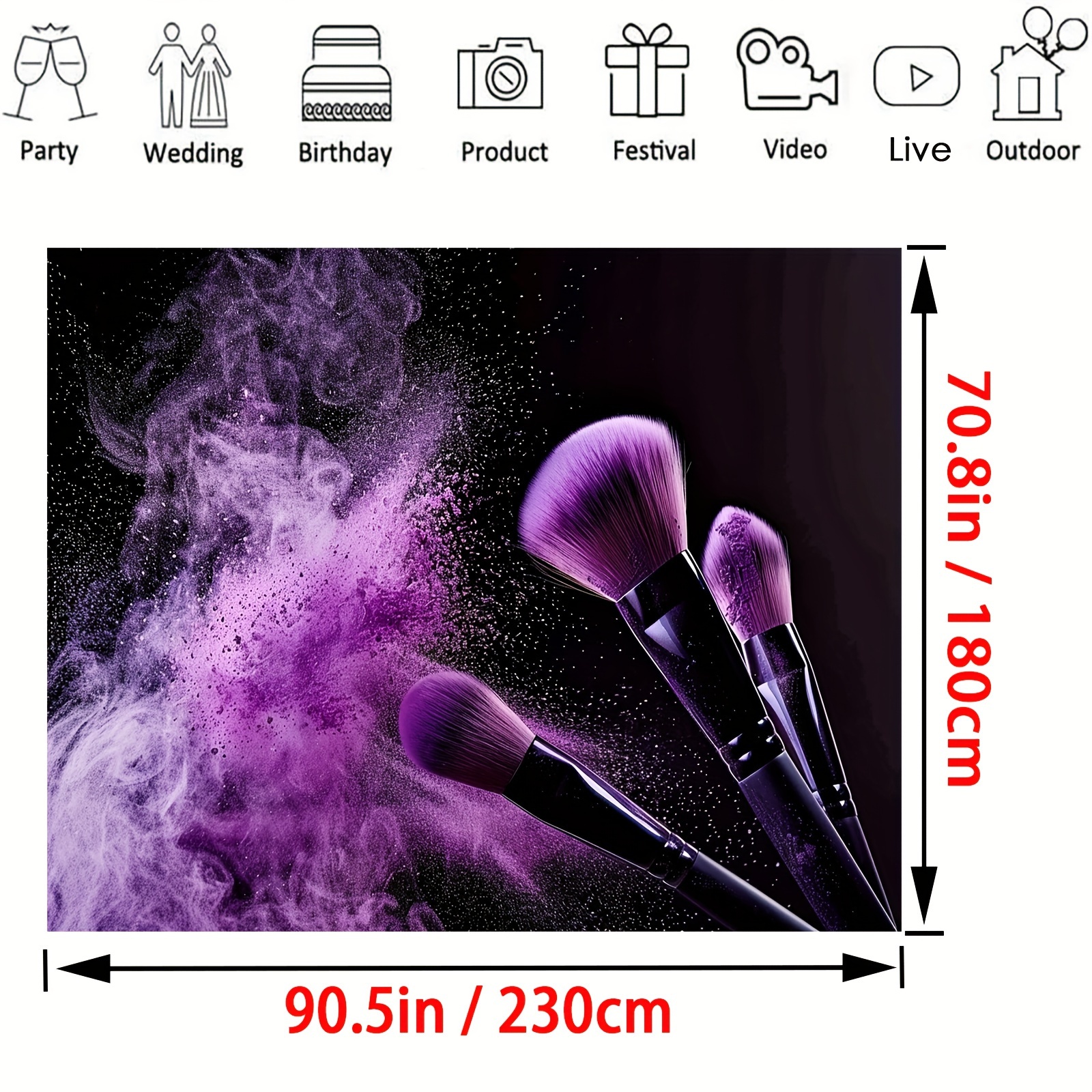 1pc Makeup Backdrops For Photography Purple Brush Colorful Powder ...