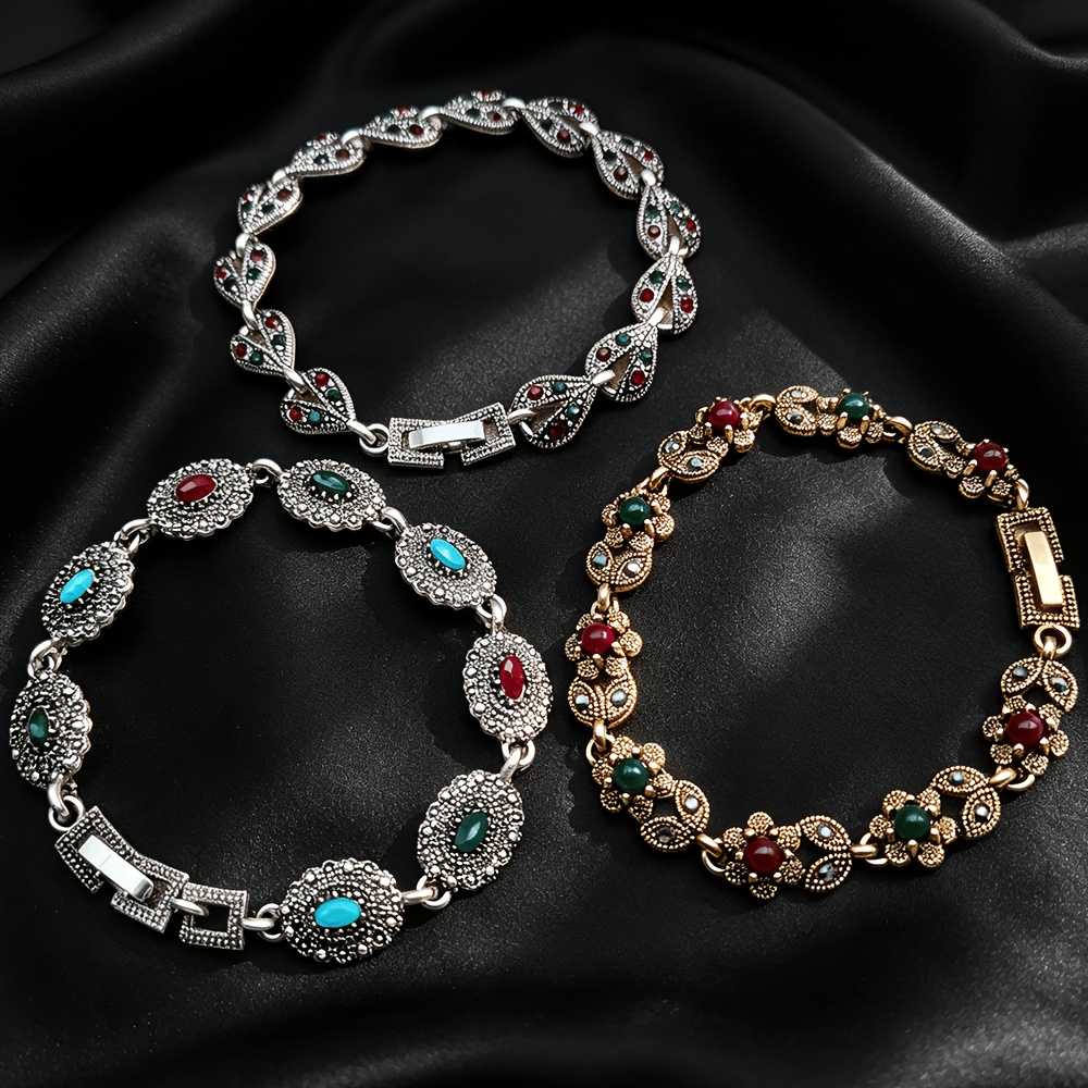 TEMU 3pcs Vintage Bohemian Bracelets, Unisex Wrist Jewelry For Men And Women, Ideal For Daily Wear, Parties, Beach, And Vacations