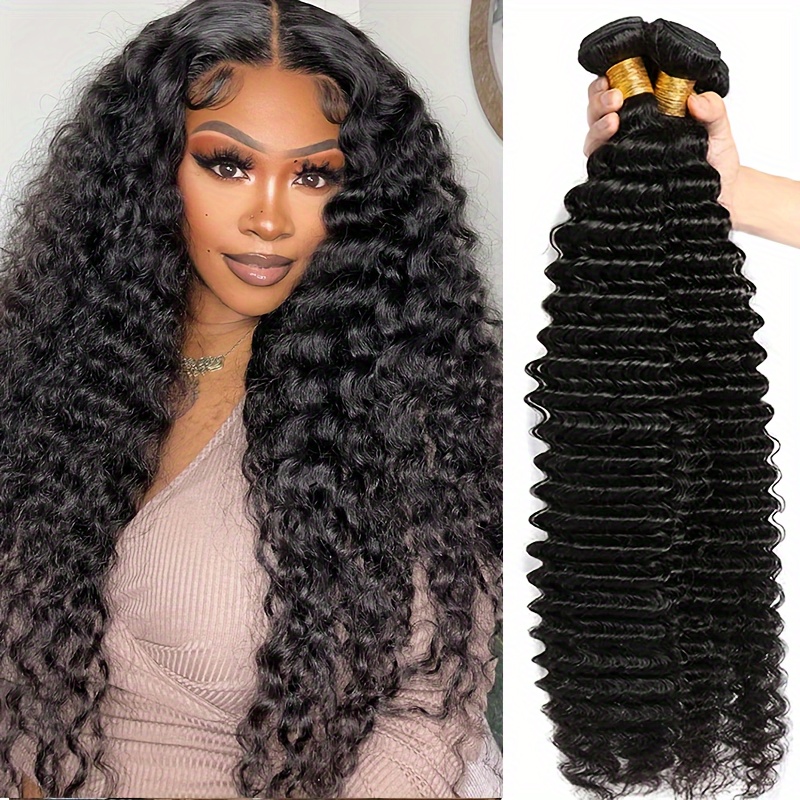 Deep Bundles Human Hair Brazilian Deep Wave Curly 100 Human Hair And Weave Human Hair Extension Human Hair Weave Bundles Natural Black 22 32 Inch