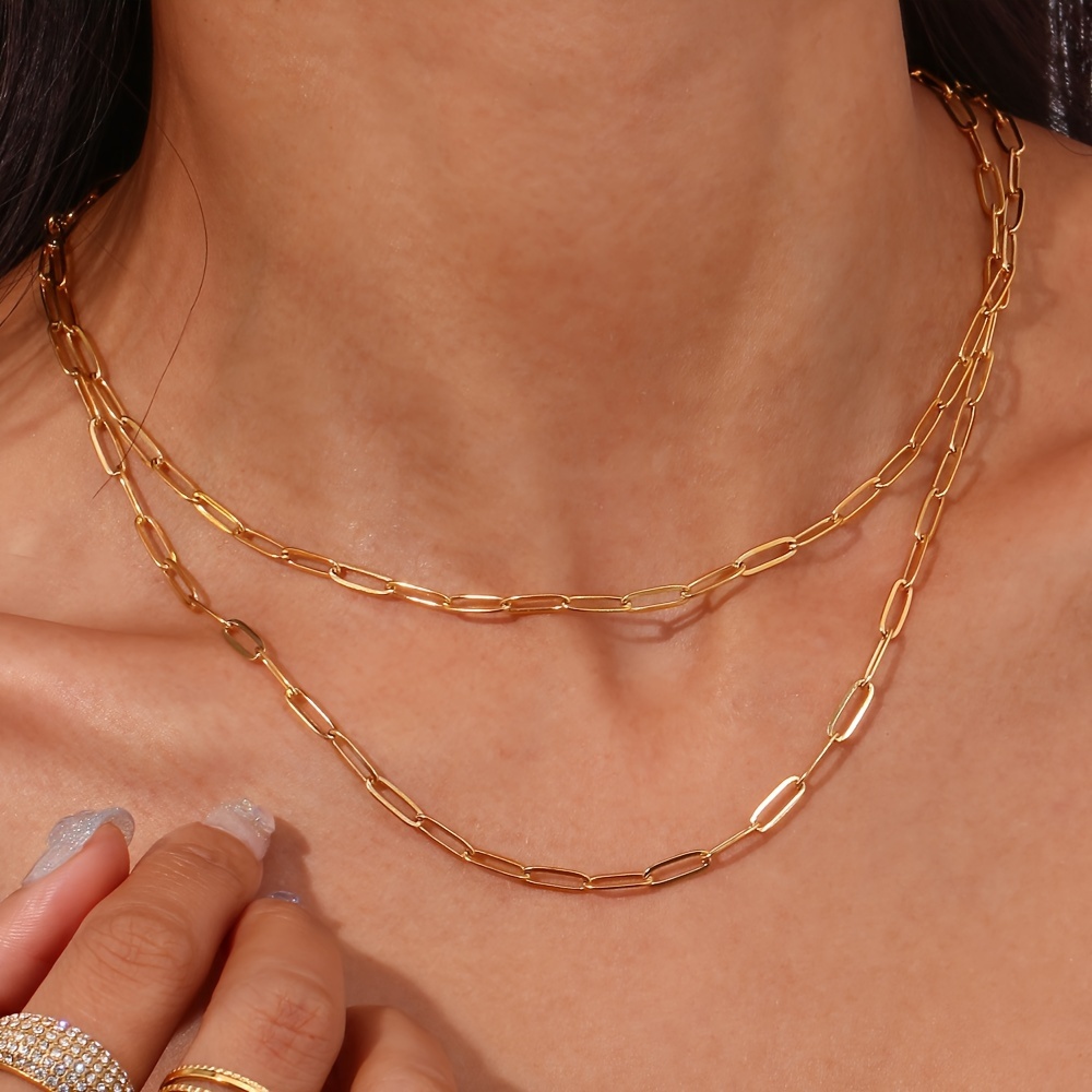 

18k Golden Plated Steel Necklace For Men And Women - Adjustable, Hypoallergenic, Fashionable Link Chain Jewelry For , Gift-, Parties - Boho For All