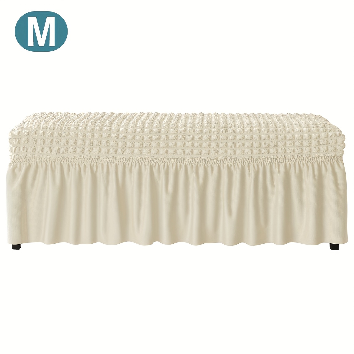 1pc Stretch Bubble Yarn Skirt Style Long Bench Cover Waffle Bubble Check Bench Cover