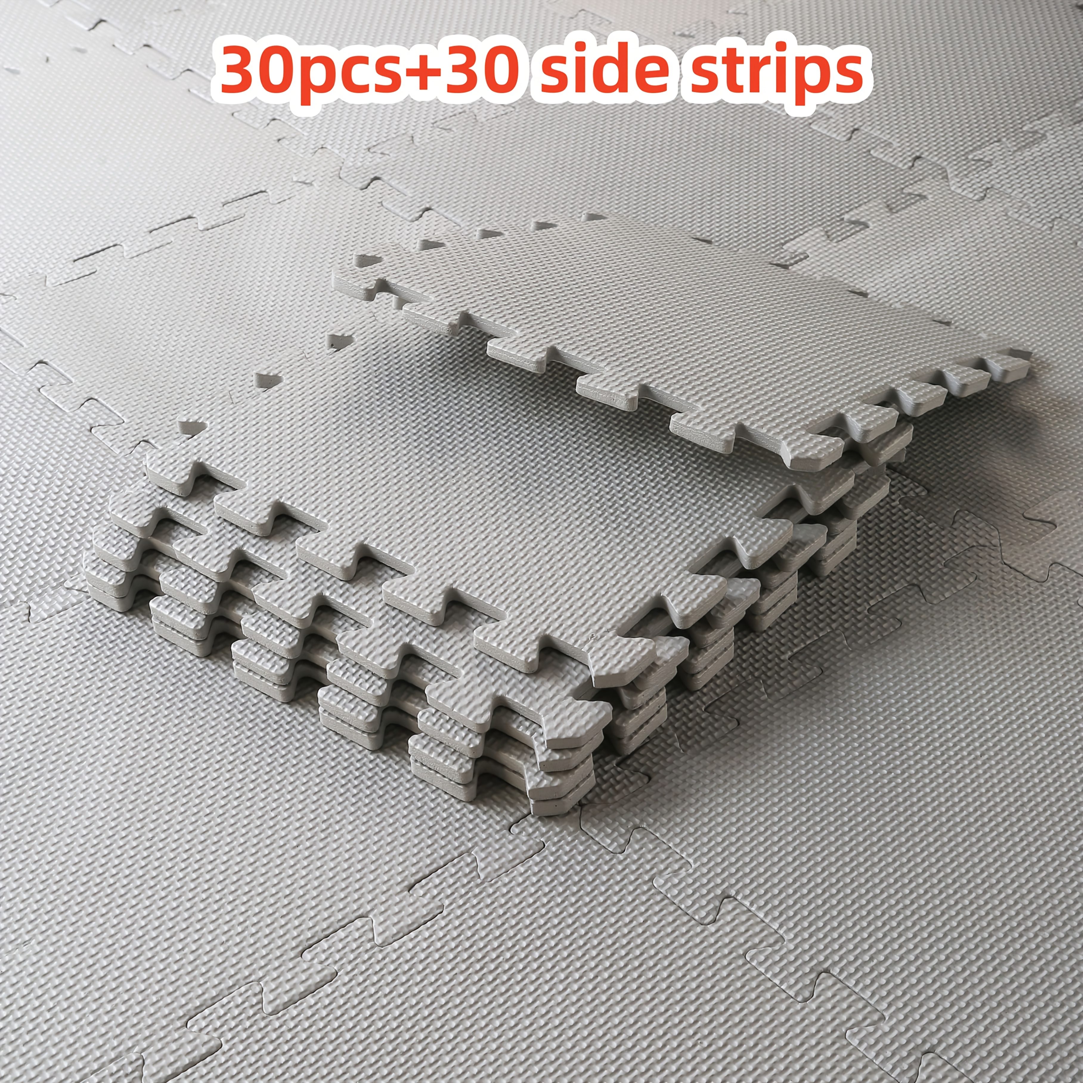 30 eva фитнес подлоги со спојници + 30 рабови, 30cm должина, 30cm ширина, 1cm висина, 11 бои за - меки, нелизгави и водоотпорни, погодни за домашни теретани, и обликување Детали за производот 9