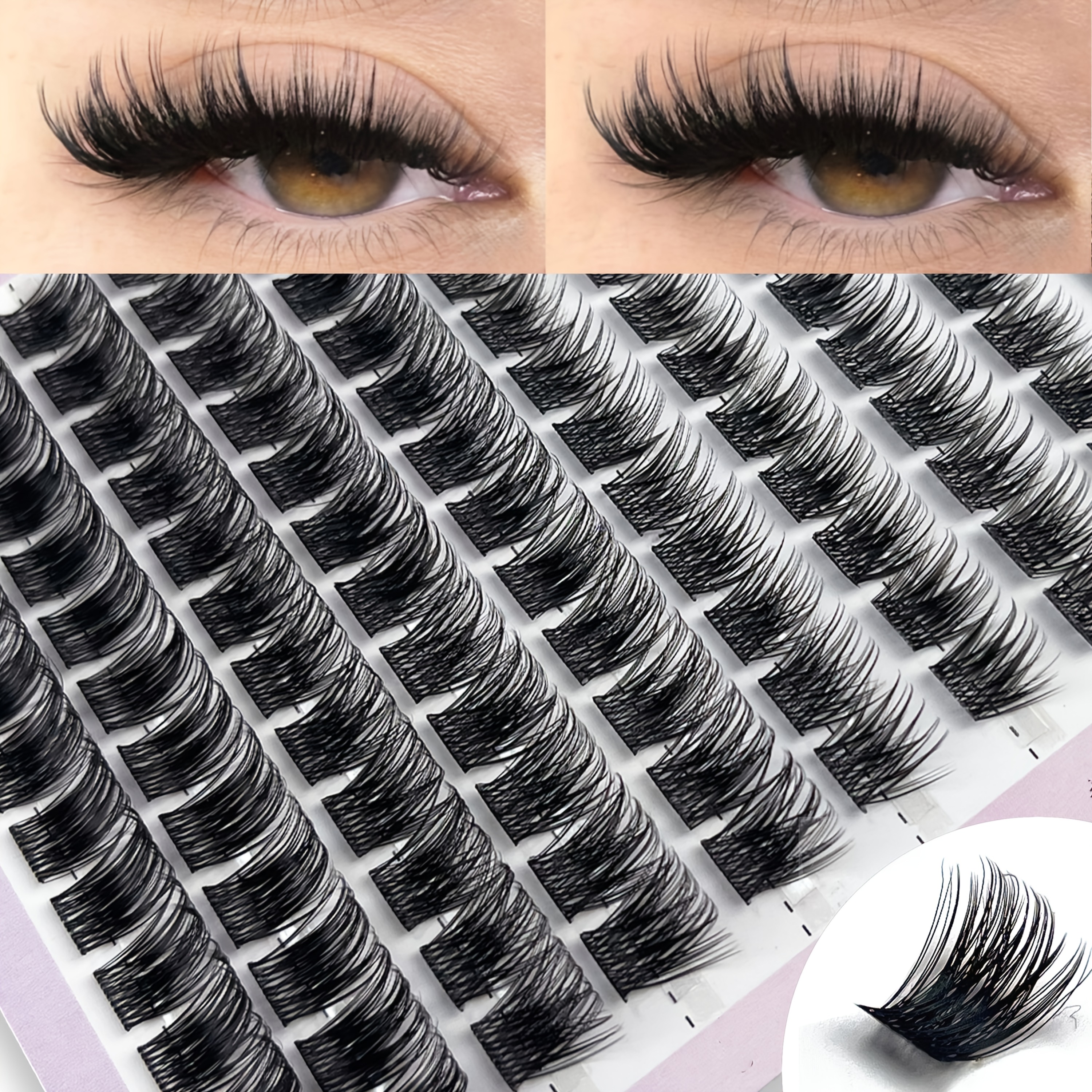 Miofia 120pcs Mink Lashes Cluster, 8-14mm Mixed Tray, Extra Thick, Natural Volume, Diy Eyelash Extension, Cat , Lightweight, Soft Fluffy Lashes, Beginner-friendly, , Reusable For Results At Home