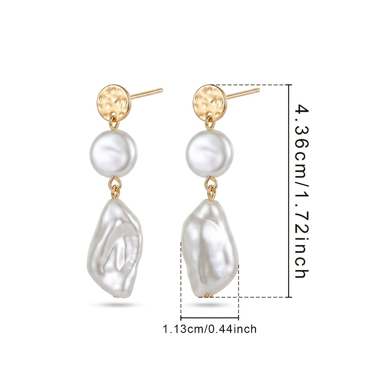 TEMU A Pair Of Elegant And Luxurious Pearl Drop Earrings For Women - Featuring An Irregular Asymmetric Design - Stylish Jewelry Additions - Suitable