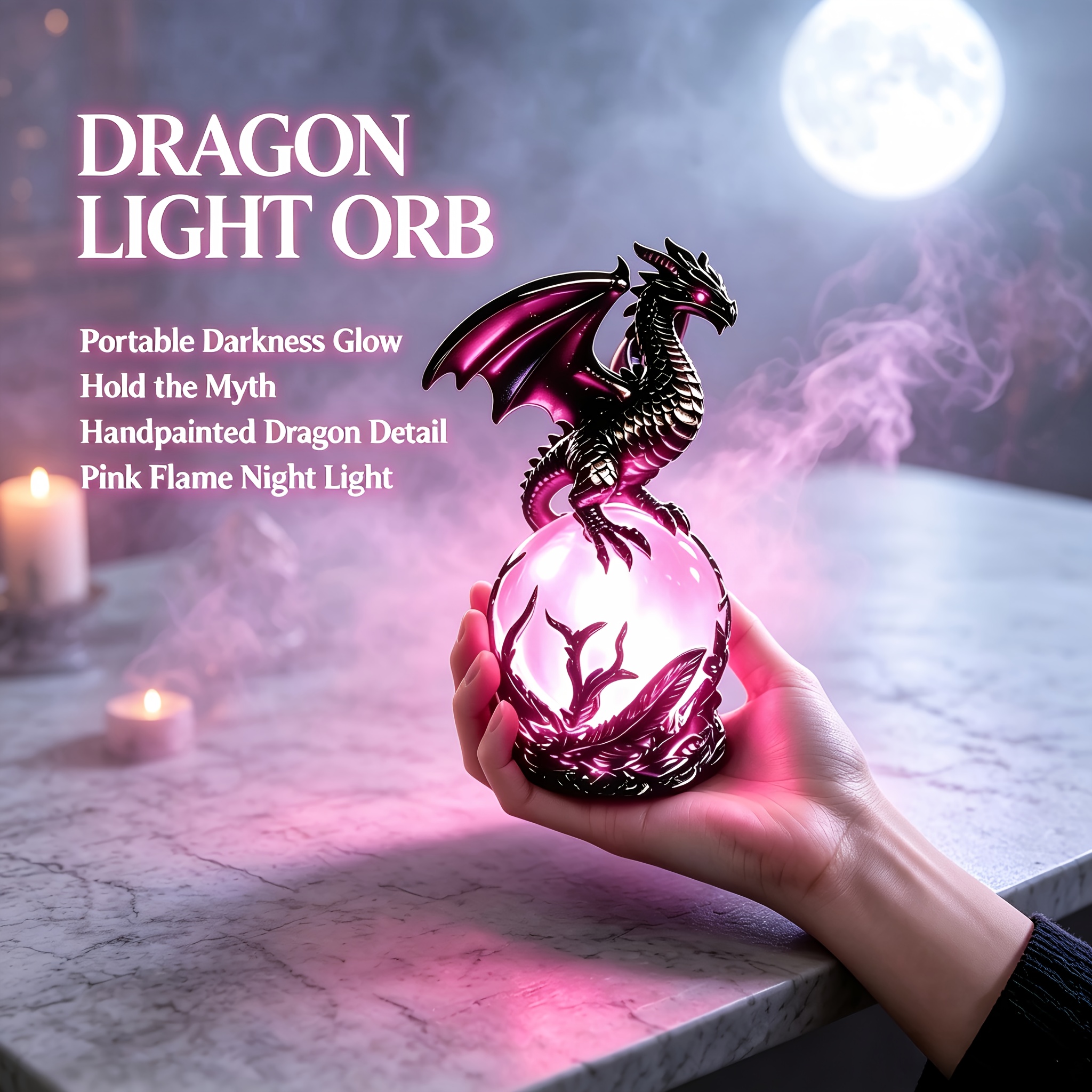 TEMU Ball Table Lamp, Usb Fantasy Dragon Night Light, Decorative Purple Glowing Orb Lamp, Desk Decor For Bedroom Living Room, Halloween Christmas