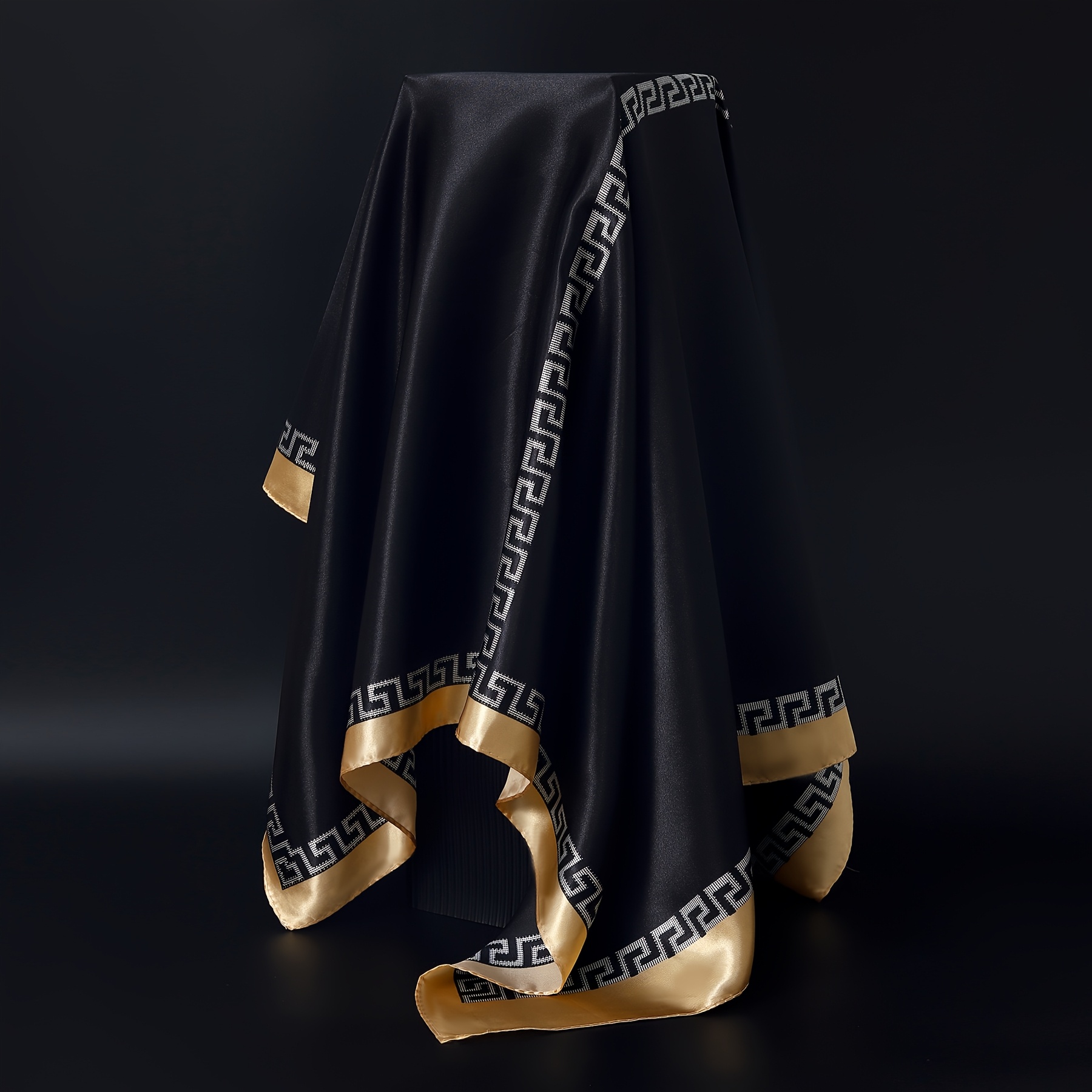 TEMU 2025 Spring/summer New Women's 90cm Large Square Satin Casual Printed Headscarf Travel Scarf Party Gift