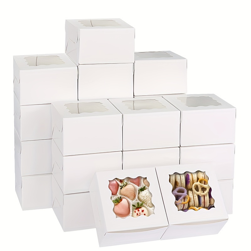 

60-piece Transparent Window Cupcake Boxes - Perfect For Pastries, & Baking Pieceaging | Versatile Gift Boxes For Parties & Special Occasions