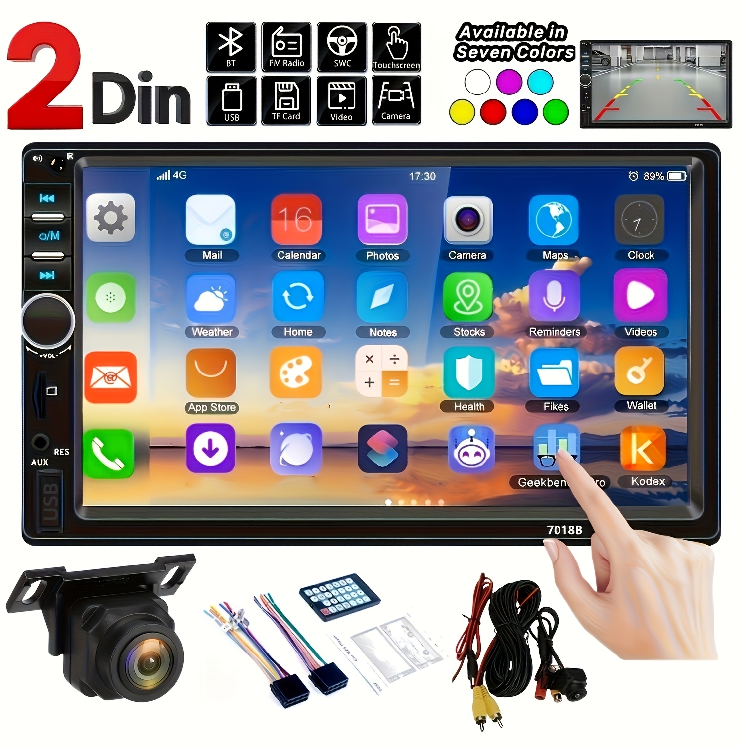   7 inch car stereo double din car radio mp5 player   bt     usb aux sd fm multimedia receiver with backup camera wireless ir remote control car audio