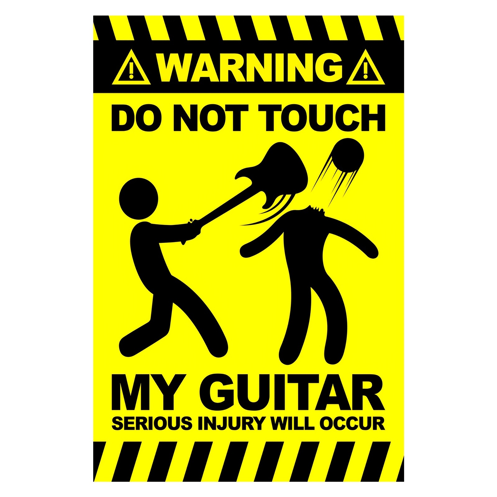 E-shop 2D Flat, 2D Flat, 1 Stück Lustiges Warnschild Leinwanddruck, 12X18 Zoll, Humorvolles Gitarren Poster Kunst, Rahmenlose Wanddeko für Bars, Clubs,