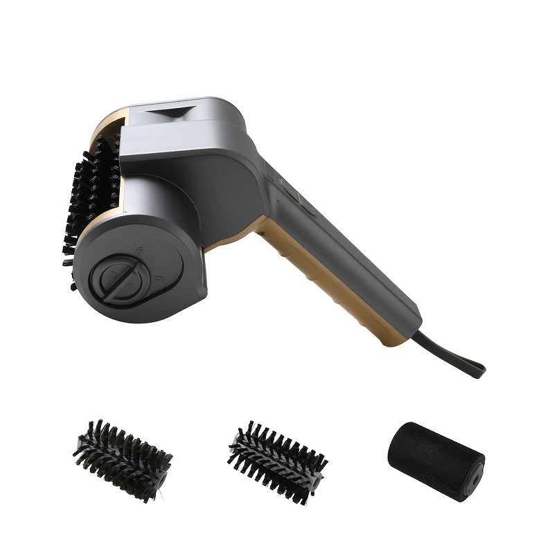 Fully Automatic Barbecue Wire Brush, Cleaning Brush, Stainless Steel Roller. Three Interchangeable Brush Heads. Electric Rotating Grill Cleaning Brush for Easy, Time-saving, and Labor-saving Cleaning. Cordless for Home Use