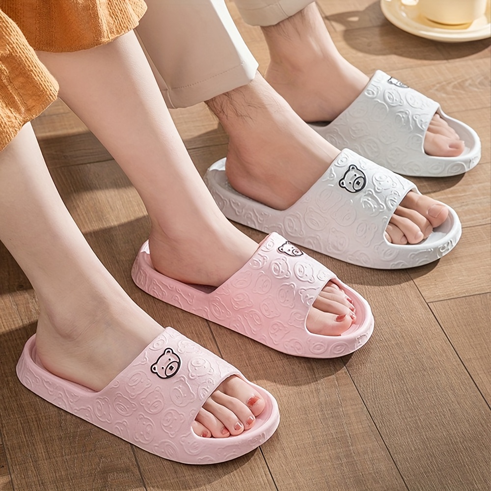 Casual EVA Slippers for Women and Men, Solid Color, Soft Sole, Non-Slip, Hand Washable, with Summer Indoor Bathroom Shower Slip-On Slides for Couples