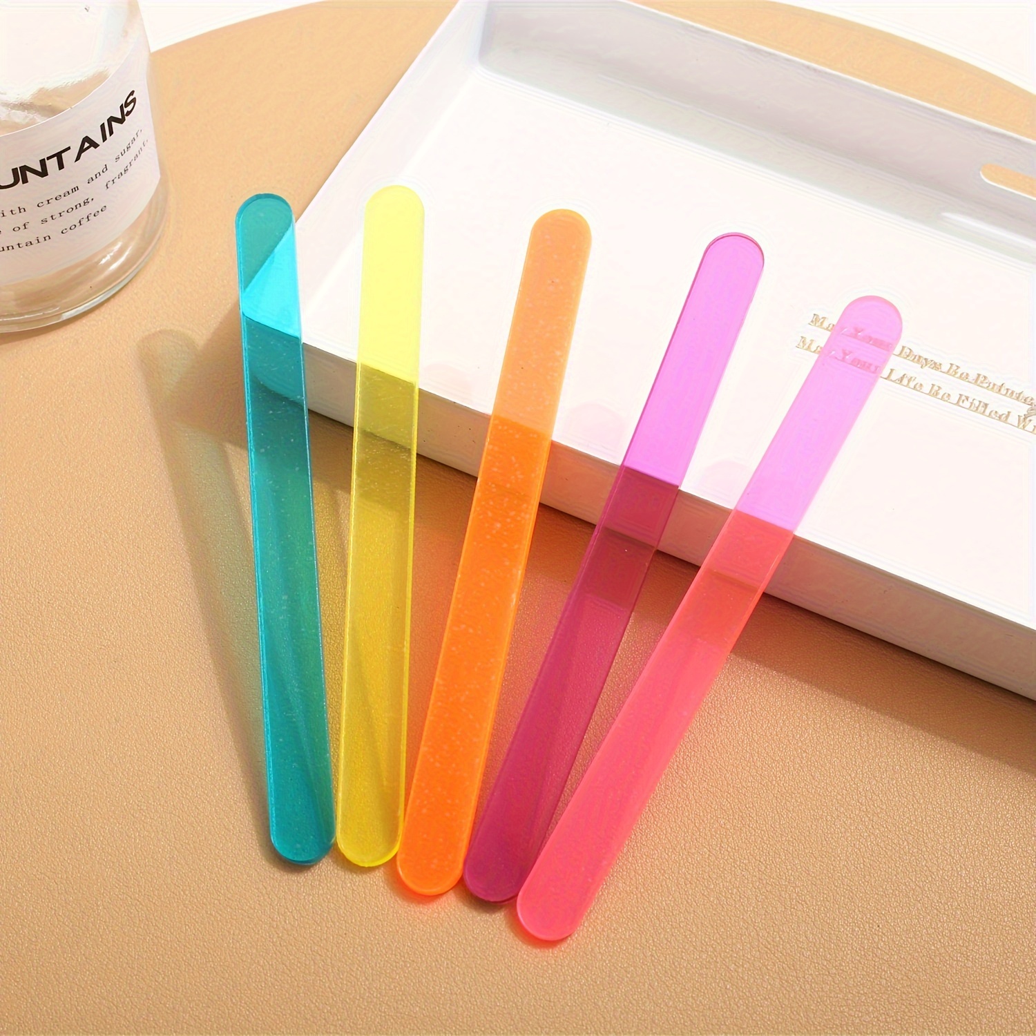 

50pcs Acrylic Craft Sticks, Mixed Color Transparent Popsicle Sticks For Diy Homemade Ice Cream Bars, Reusable Summer Treats Ice Pop Sticks