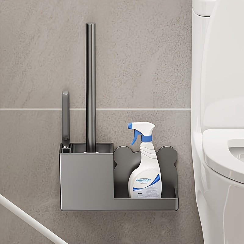 TEMU -install Wall-mounted Toilet Brush With Storage - No Required, For Bathroom Cleaning, Christmas/halloween Gift Decoration