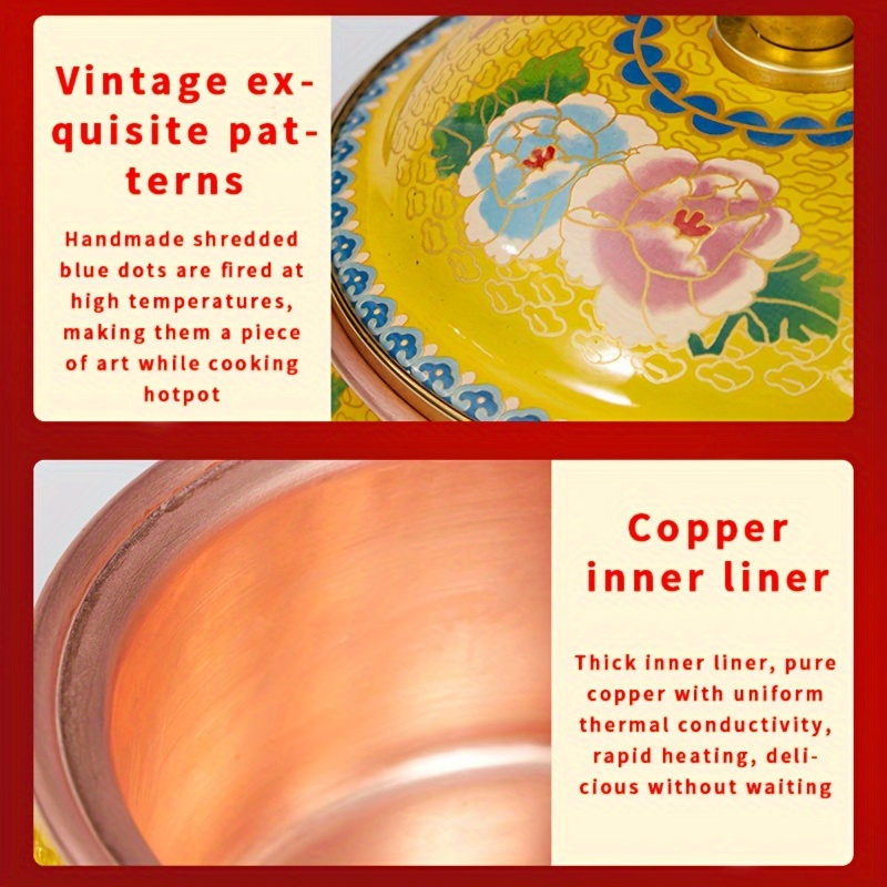 copper traditional enamel   jingtailan single serving hot pot induction compatible enameled pure copper cookware dishwasher safe no power supply needed details 10