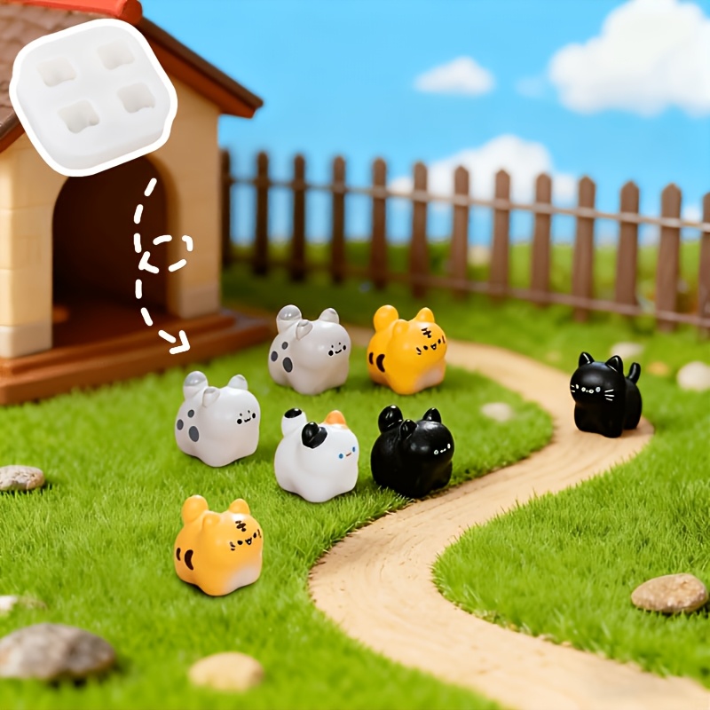 TEMU Stampo in silicone mini a 4 cavit� a forma , stampo per resina a forma di gattino per di resina epossidica, stampo mini per figurine di animali