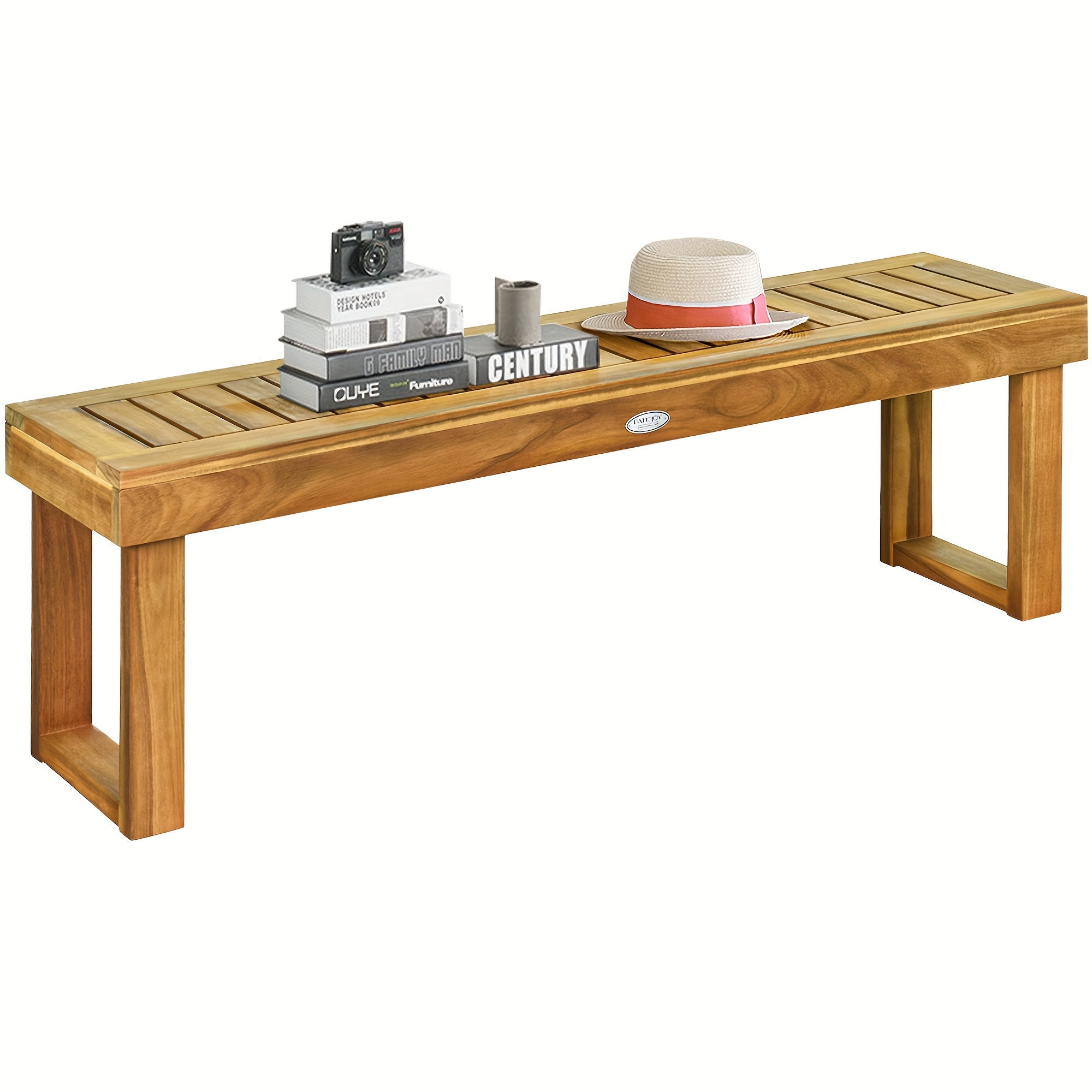

Acacia Wood Bench Dining Bench Patio Garden W/ Slatted Seat Indonesia Teak