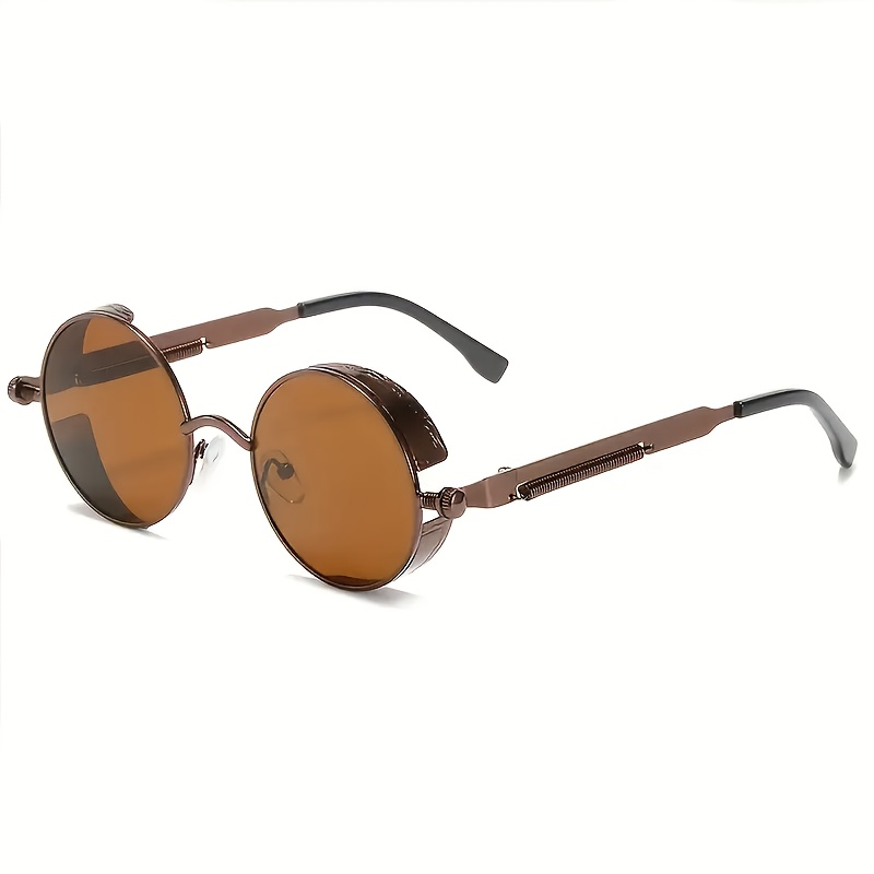1pc Retro Punk Fashion Glasses - Durable Metal Frame Decorative Lenses Suitable For Parties And Daily Casual Photo Wearing