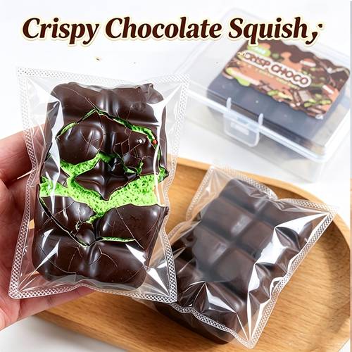 item picture 1pc funny prank toy mint squish toy covered with super soft wax shell crispy squeeze fidget toy simulation chocolate shape cute and entertaining ideal birthday gift random color