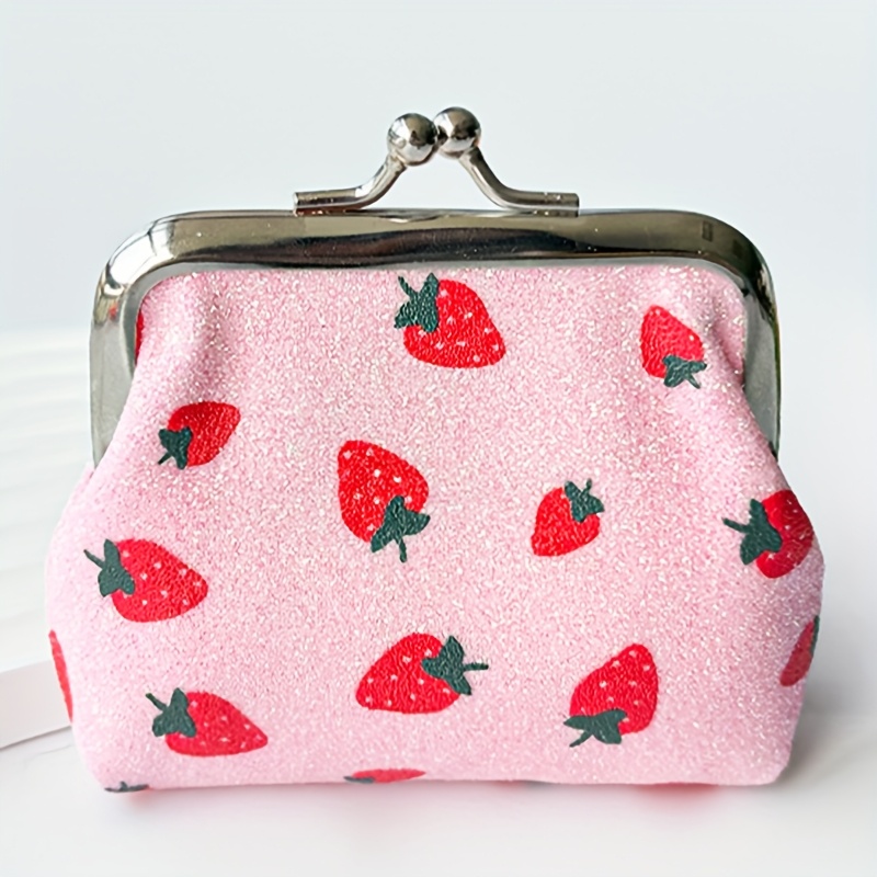 Image of Women's Mini With Fruit Print - Portable Red Envelope Clasp Wallet Suitable For, Cards & Cash - Lightweight Compact Handbag Accessory (no Washable Care)