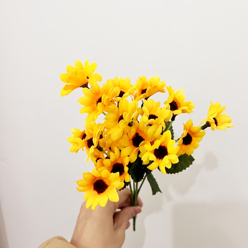 Image of 24-head Sunflower Artificial Bouquet, Sunflowers, Faux Bouquet, Living Room Decoration, Artificial Flowers Wedding Party Decor Flowers