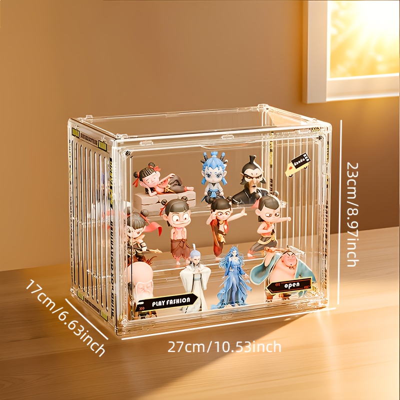 TEMU 4 Tiers/ 3 Tiers Clear Display Case For Figures With 3/ 2 Adjustable Dividers, Acrylic Storage Organizers Box With Magnetic Door, Dust-proof