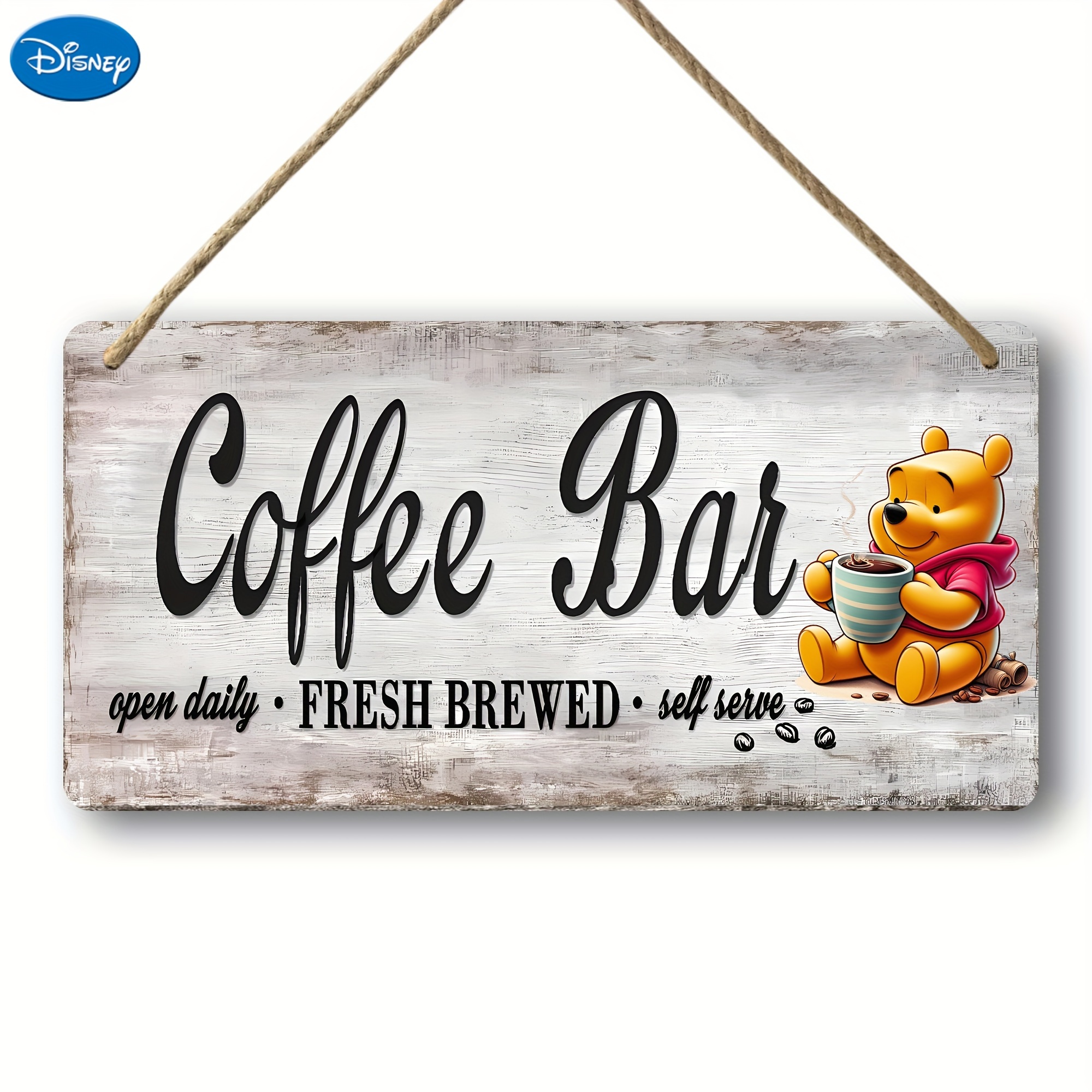 

1pc, Disney Coffee Bar Signs For Kitchen Retro Coffee Decor For Coffee Bar Open Daily Fresh Brewed Self Serve Rustic Wood Grain Coffee Station Decor Wall Plaques (5.9''x11.8''/15cm*30cm)disney Sign