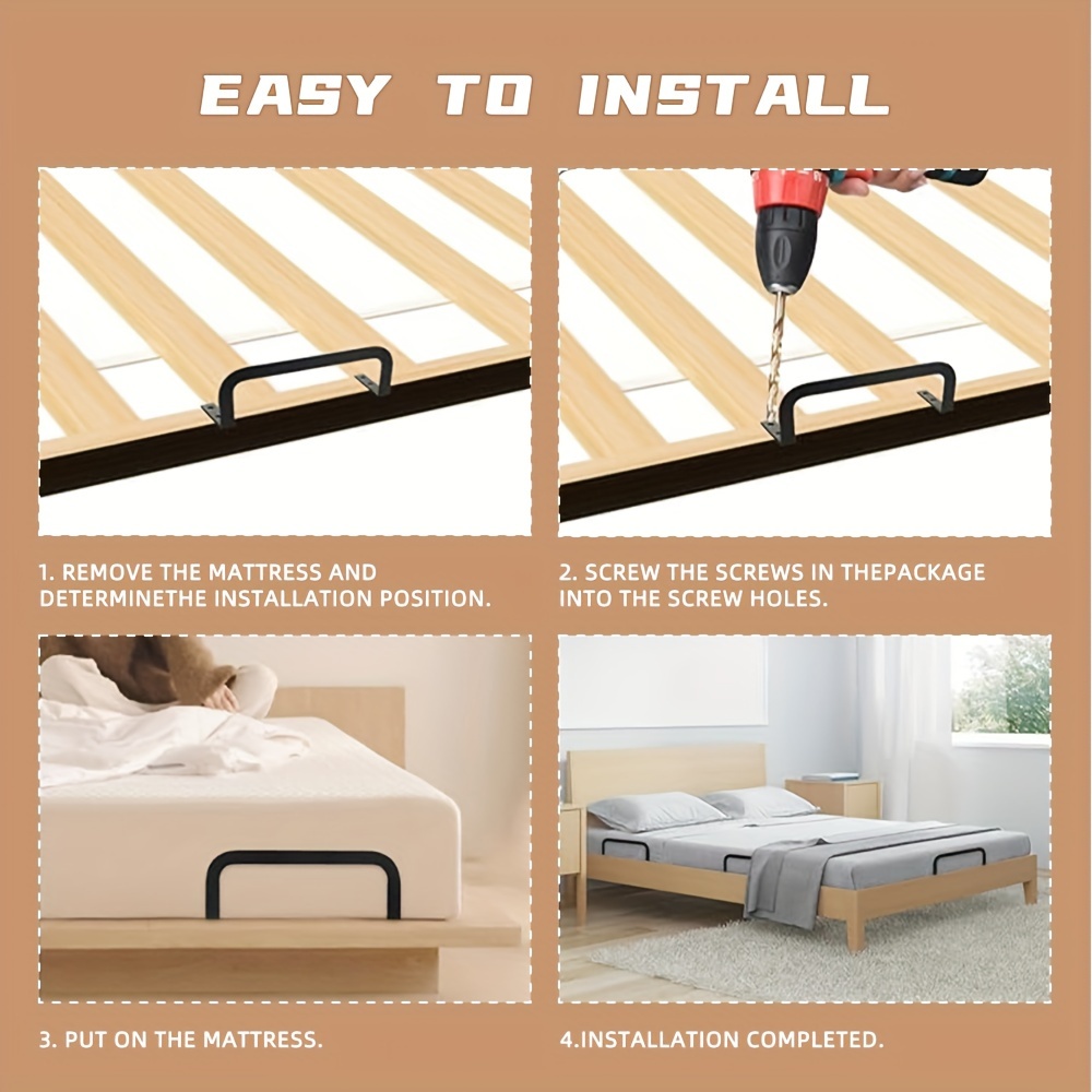 4 pack of metal bed frame stabilizers prevent mattress sliding secure your mattress in place suitable for wooden bed frames details 4