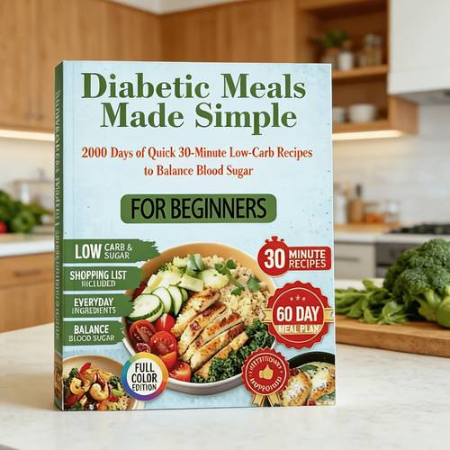 photo de l'article repas pour diabétiques faciles : 2000 jours de recettes rapides à faible teneur en glucides, prêtes en , pour équilibrer le taux de dans — pour les débutants