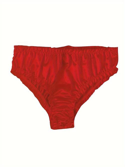 1pc cute womens briefs low waist soft stretchy polyester spandex blend machine washable solid red color fit underwear