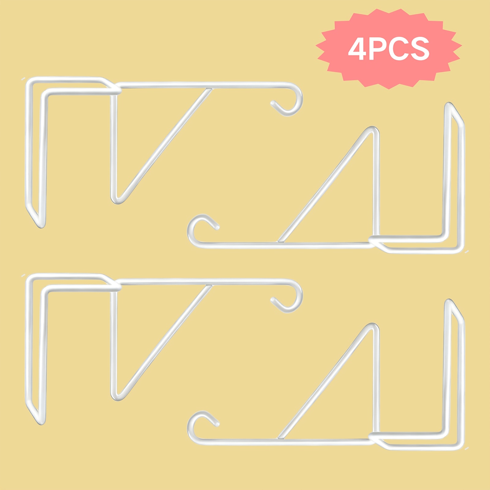 TEMU 4-pack Fence Hooks, No-installation Heavy-duty Fence Plant Hangers, White Metal Hooks, Rust-resistant Durable Vinyl Fence Hooks For Outdoor Use,