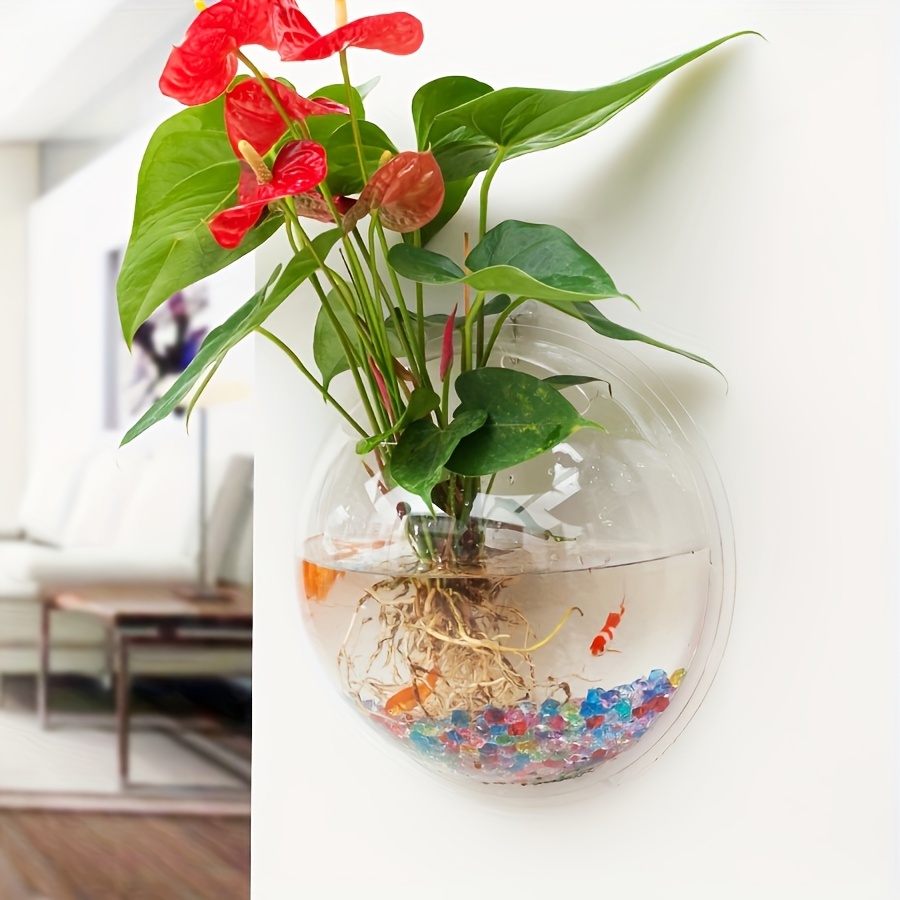 

Wall-mounted Acrylic Planter Fish Bowl, Creative Aquarium Vase For Indoor/outdoor Home Decor, Hydroponic/soil Fish Tank, No Drilling Required, For Porch/bathroom/pendant/floral Display