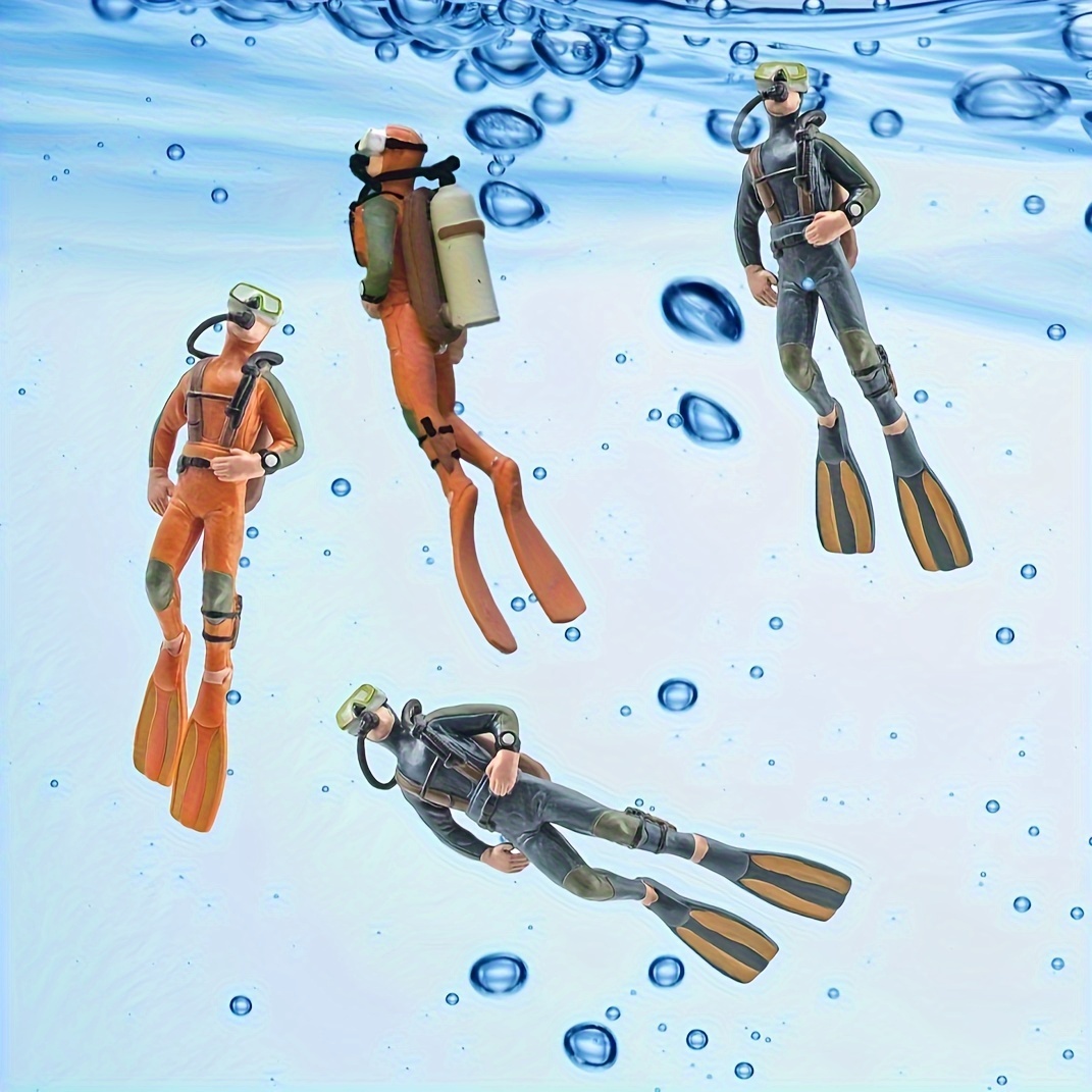 

2pcs Realistic Plastic Diver Figurines, Poseable Doll Models, Aquarium Ornament Decor, Educational Marine Toys