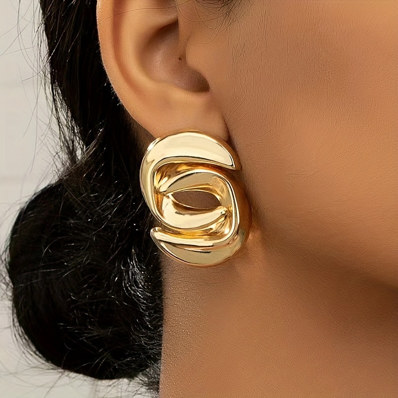 TEMU 1 Paire de Boucles d'Oreilles Asymétriques Géométriques Patchwork Brillantes et Premium, Style Tendance, Faciles à , Individuelles pour Femmes